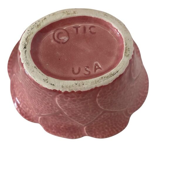 Vintage TIC Pottery Bowl Pink Desert Cactus Flower Collectible Dish Made in USA - Picture 4 of 5